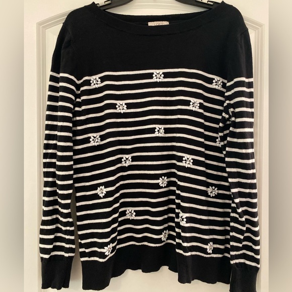 LOFT Sweaters - Loft Embellished Stripe Sweater